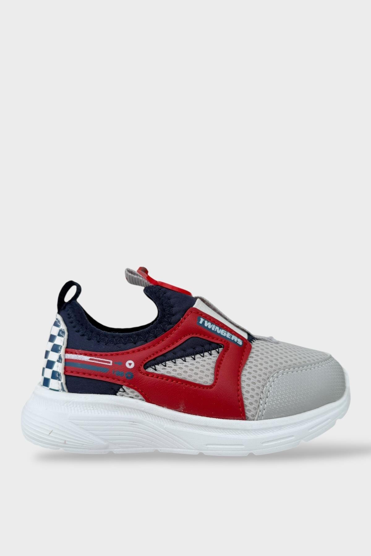 Çocuk Airfile Hafif Taban Kreş Ev Okul Spor Ayakkabı GRİ - KIRMIZI - Görsel 2