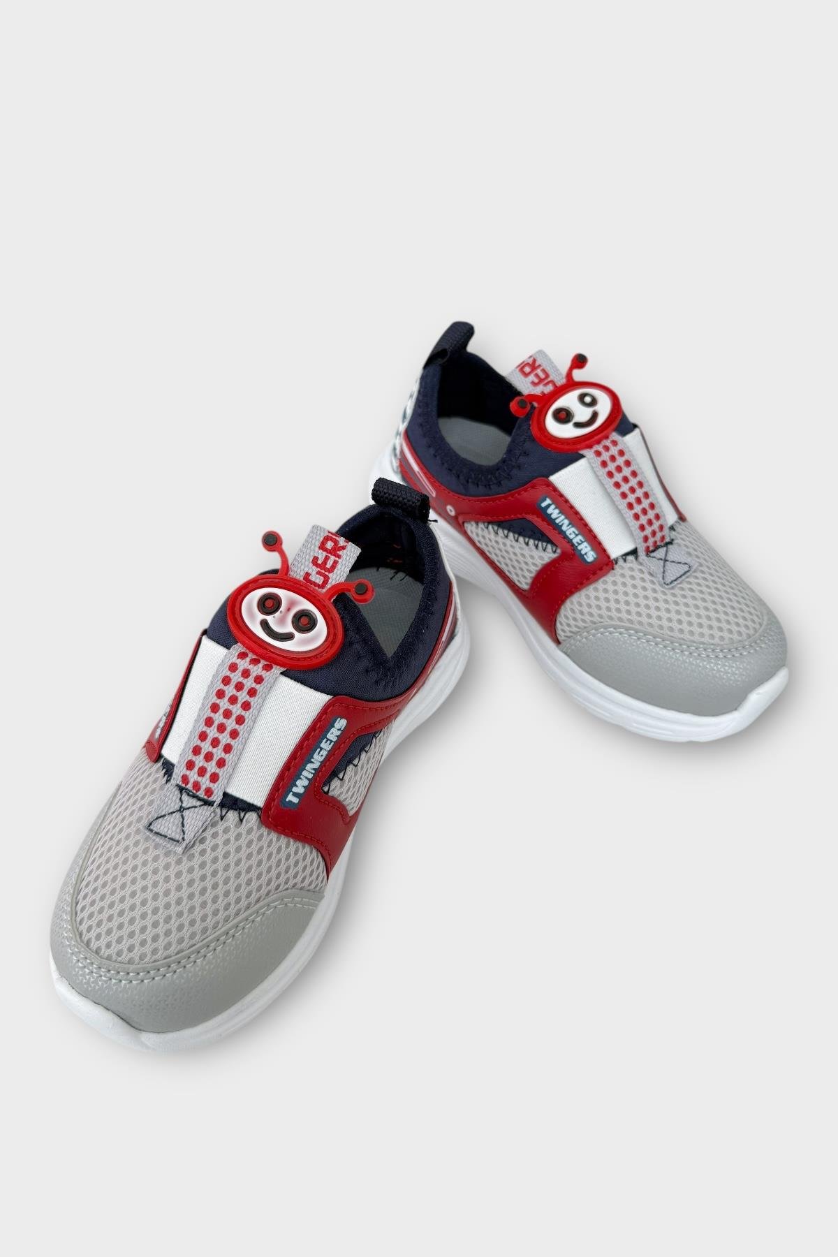Çocuk Airfile Hafif Taban Kreş Ev Okul Spor Ayakkabı GRİ - KIRMIZI - Görsel 4