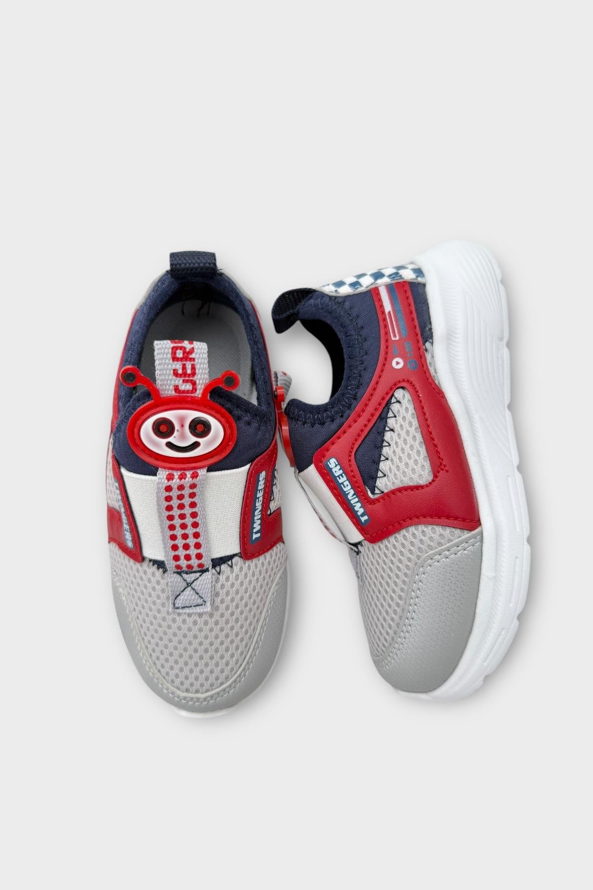 Çocuk Airfile Hafif Taban Kreş Ev Okul Spor Ayakkabı GRİ - KIRMIZI - Görsel 7