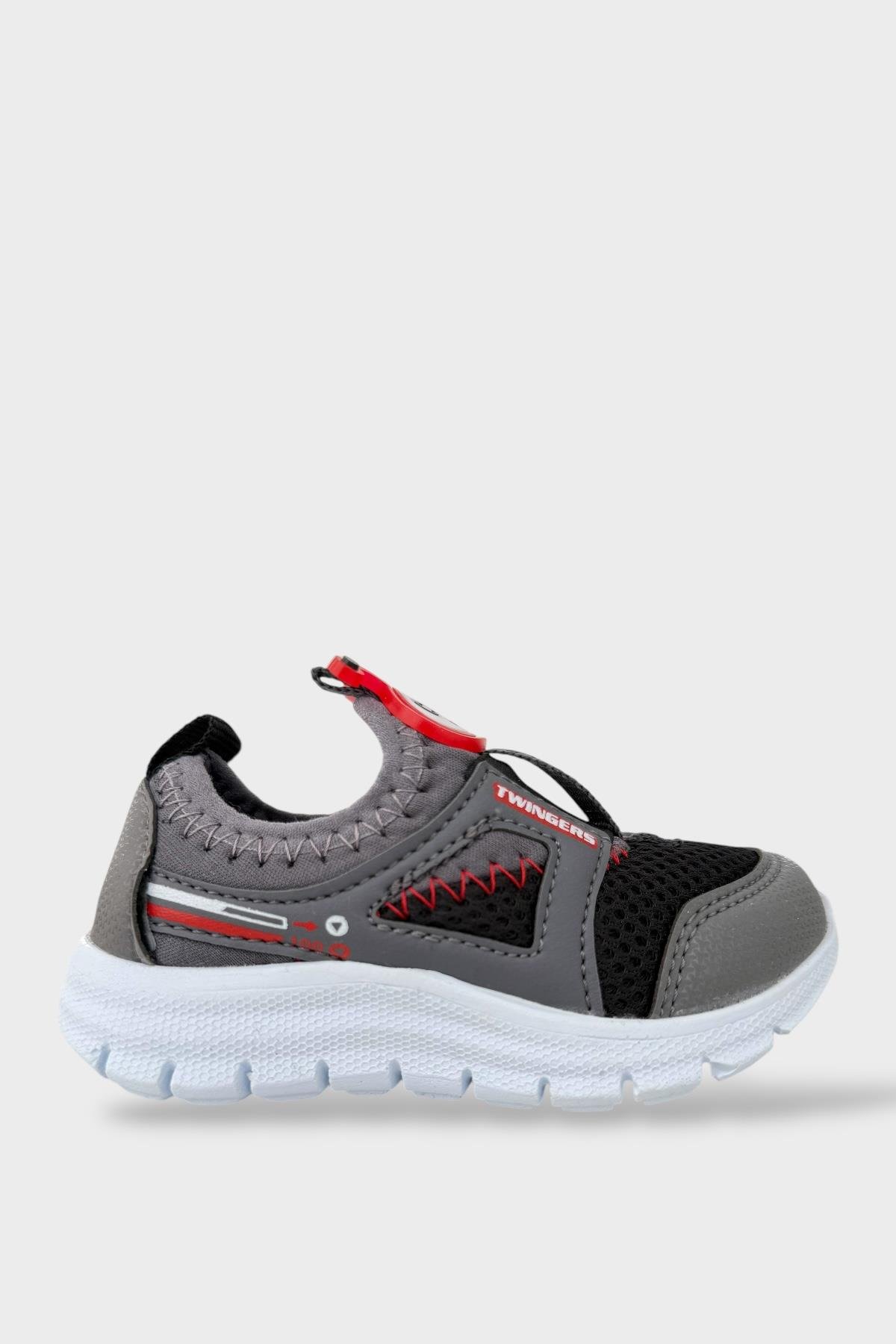 Çocuk Airfile Hafif Taban Kreş Ev Okul Bebe Spor Ayakkabısı SİYAH - FÜME - Görsel 2