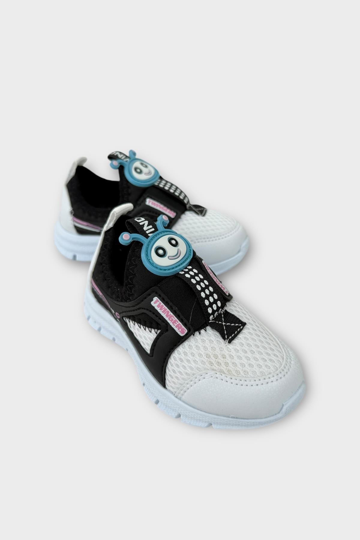 Çocuk Airfile Hafif Taban Kreş Ev Okul Bebe Spor Ayakkabısı BEYAZ - SİYAH - Görsel 3