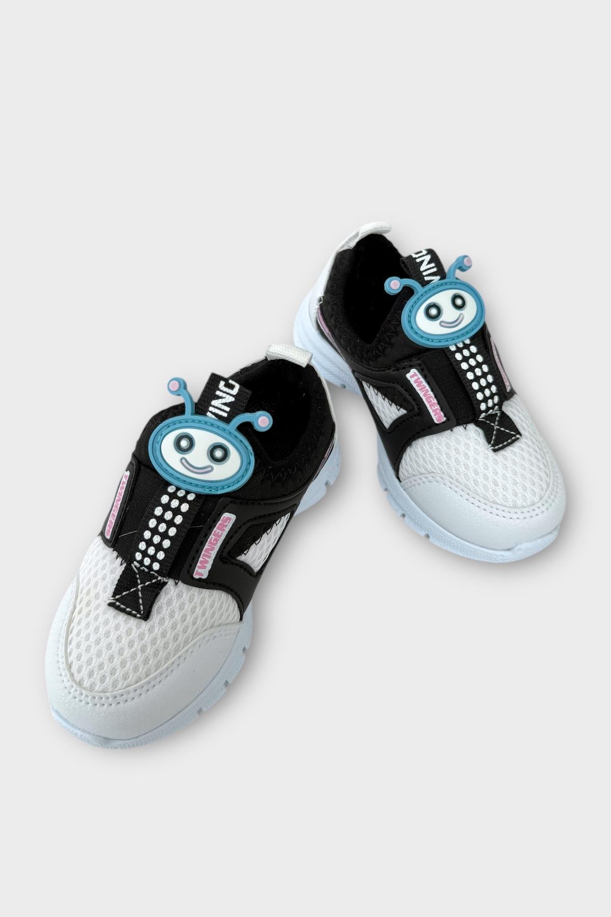 Çocuk Airfile Hafif Taban Kreş Ev Okul Bebe Spor Ayakkabısı BEYAZ - SİYAH - Görsel 4