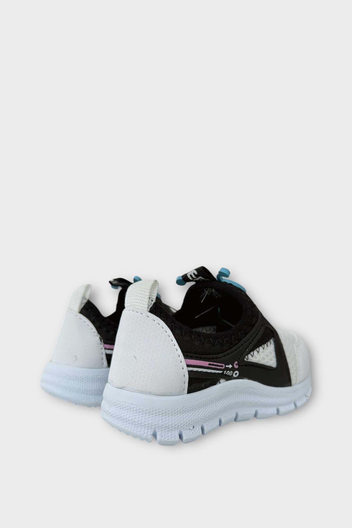 Çocuk Airfile Hafif Taban Kreş Ev Okul Bebe Spor Ayakkabısı BEYAZ - SİYAH - Görsel 6