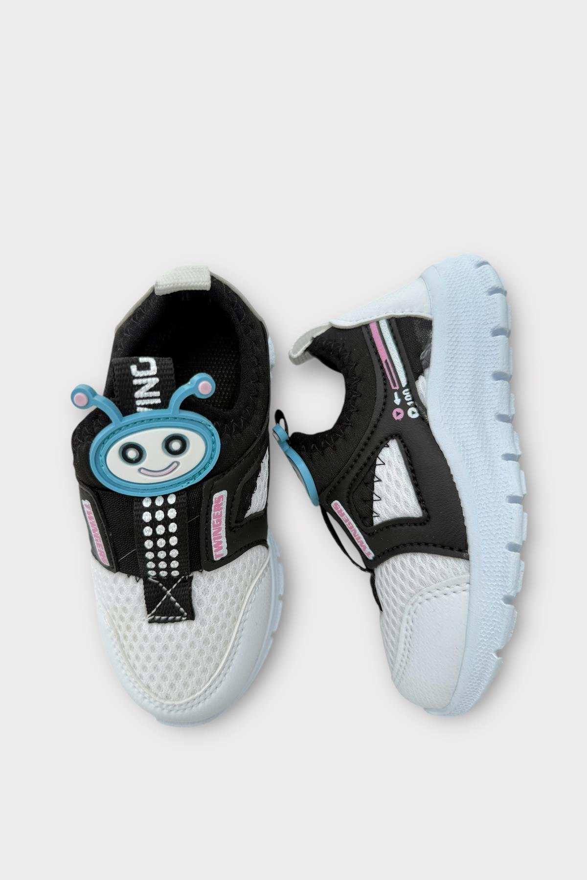 Çocuk Airfile Hafif Taban Kreş Ev Okul Bebe Spor Ayakkabısı BEYAZ - SİYAH - Görsel 7
