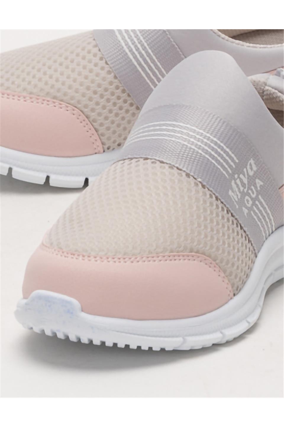 Unisex Lastilkli Hafif Airfle Çocuk Spor Ayakkabı GRİ - PUDRA - Görsel 6