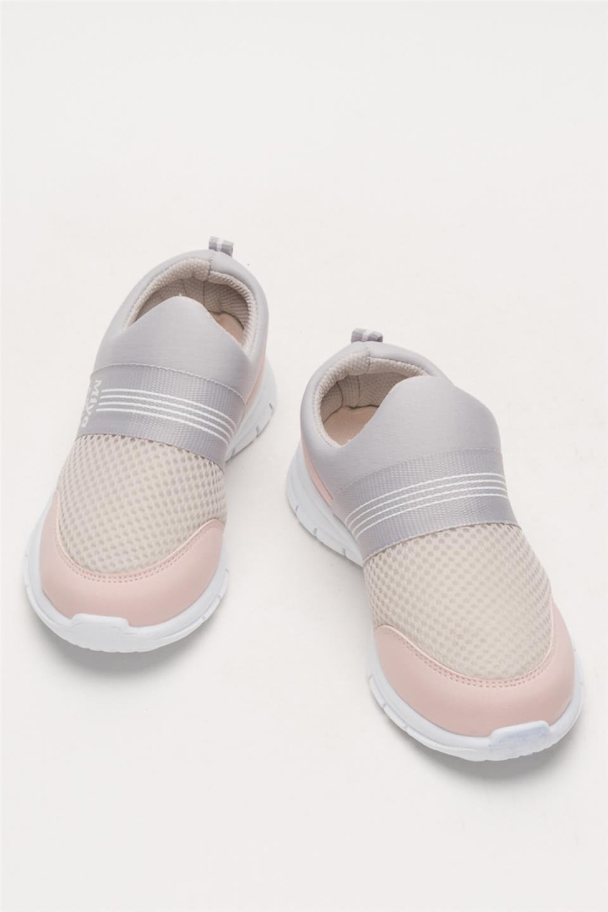 Unisex Lastilkli Hafif Airfle Çocuk Spor Ayakkabı GRİ - PUDRA - Görsel 7