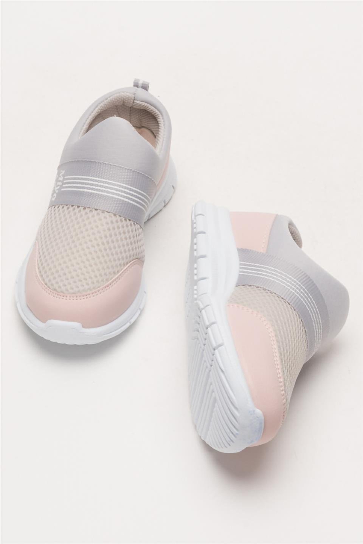 Unisex Lastilkli Hafif Airfle Çocuk Spor Ayakkabı GRİ - PUDRA - Görsel 8