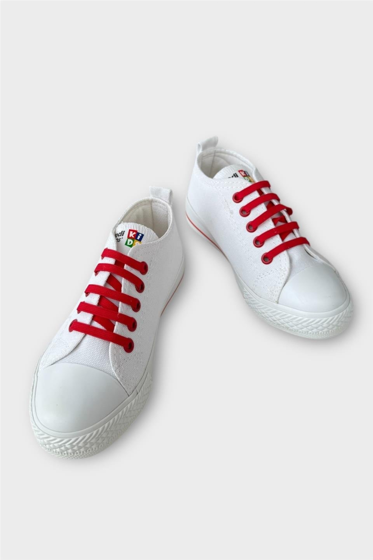 Akıllı Bağcık Günlük Keten Çocuk Spor Ayakkabı BEYAZ - KIRMIZI - Görsel 4
