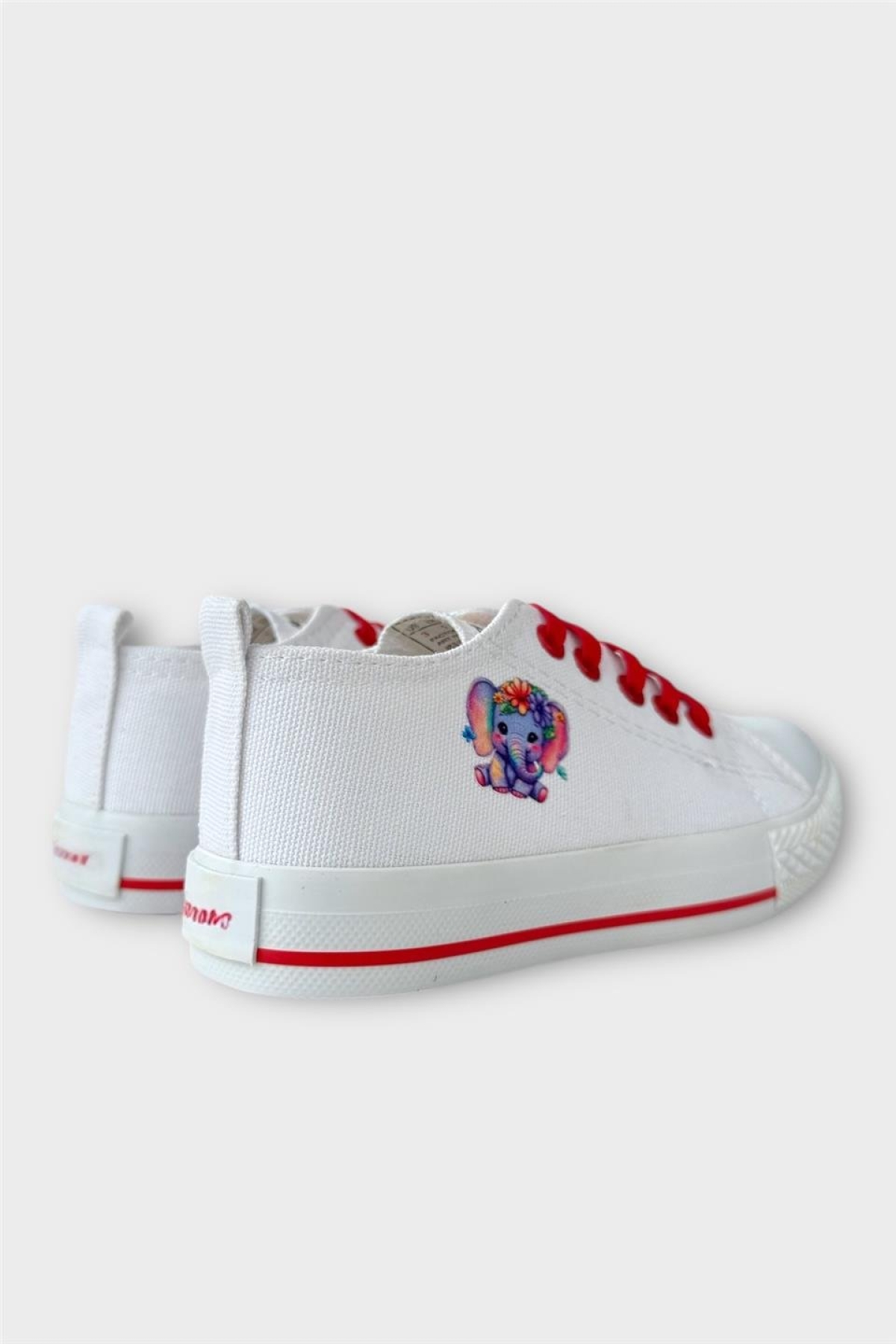 Akıllı Bağcık Günlük Keten Çocuk Spor Ayakkabı BEYAZ - KIRMIZI - Görsel 6