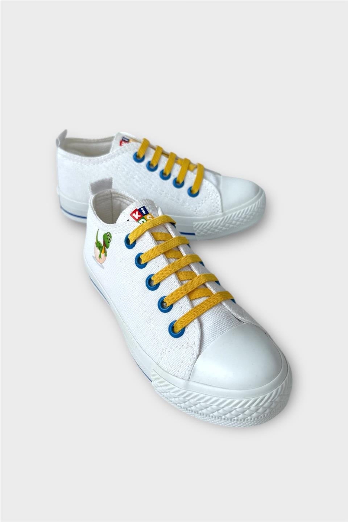 Akıllı Bağcık Günlük Keten Çocuk Spor Ayakkabı BEYAZ - SARI - Görsel 3