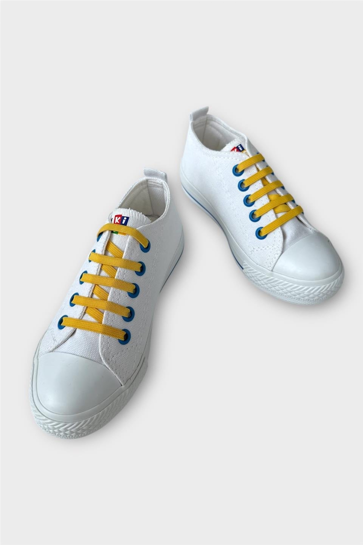 Akıllı Bağcık Günlük Keten Çocuk Spor Ayakkabı BEYAZ - SARI - Görsel 4
