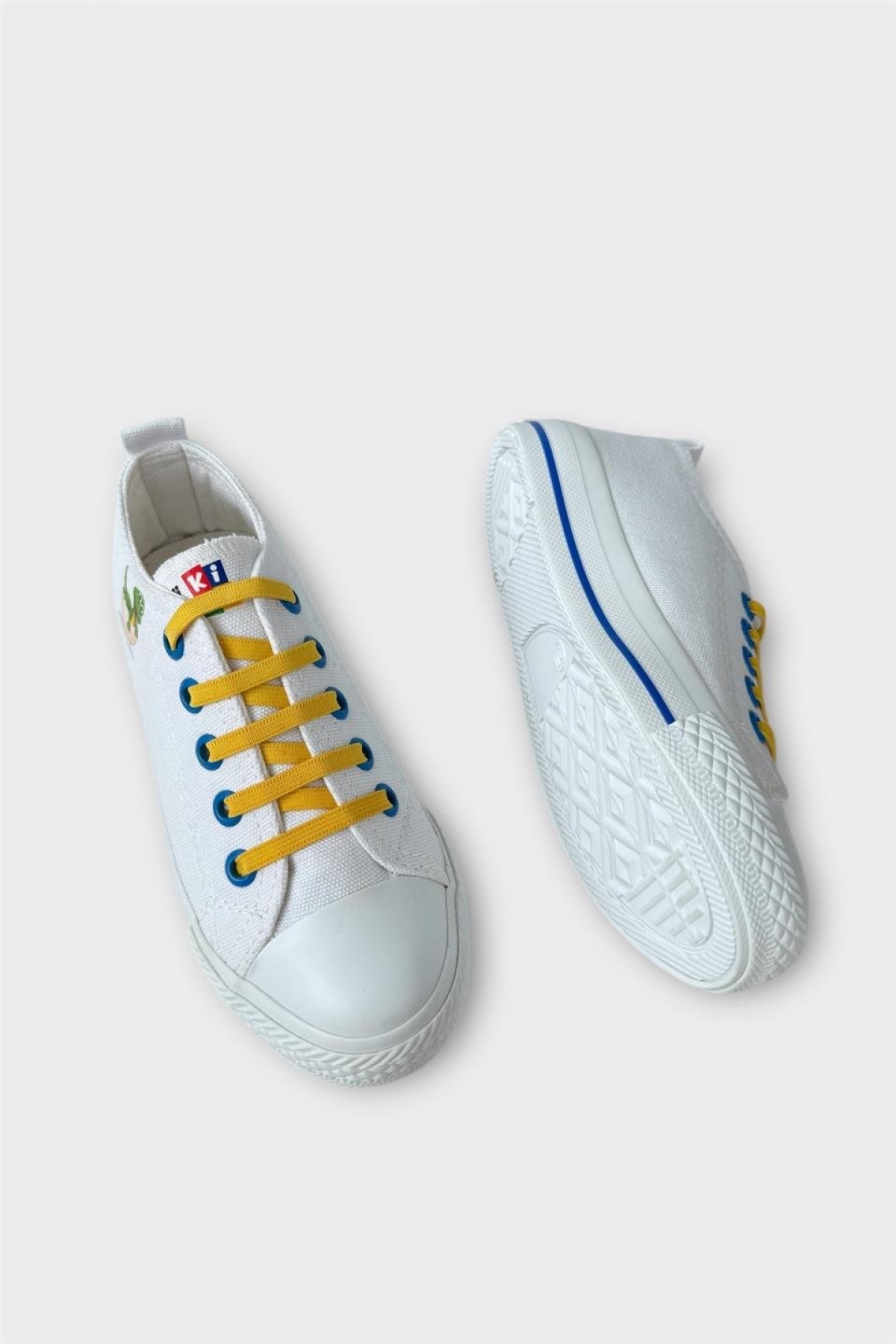Akıllı Bağcık Günlük Keten Çocuk Spor Ayakkabı BEYAZ - SARI - Görsel 5