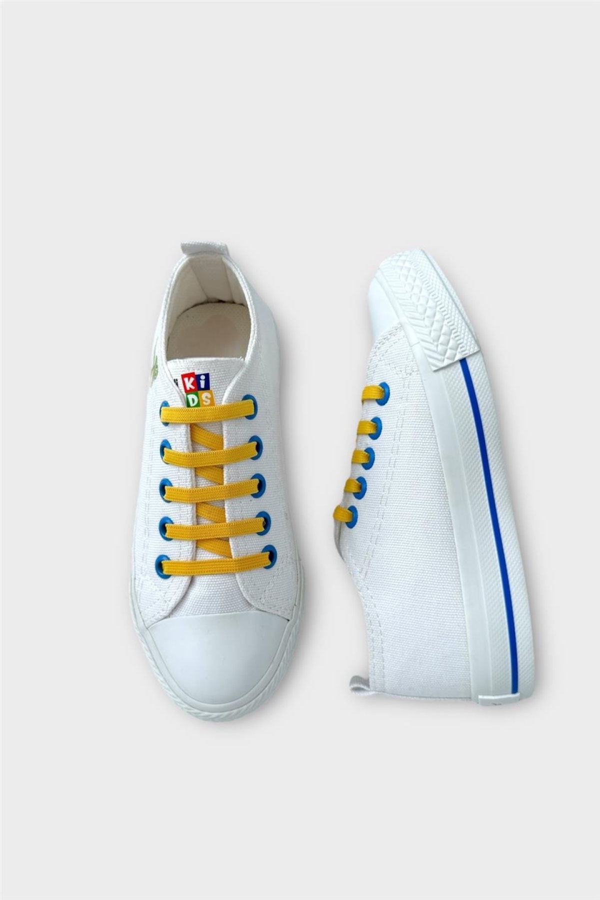 Akıllı Bağcık Günlük Keten Çocuk Spor Ayakkabı BEYAZ - SARI - Görsel 7