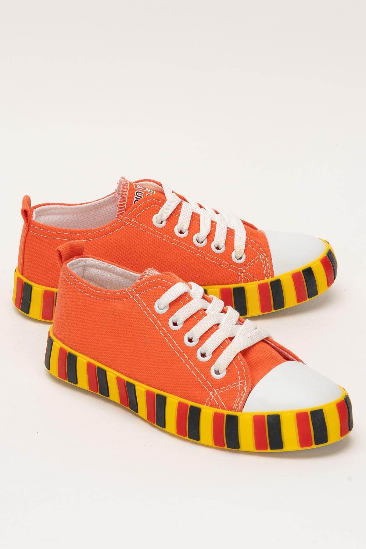Unisex Çocuk Keten Kısa Convers Modeli Bağcıklı Spor Ayakkabı TURUNCU - Görsel 3