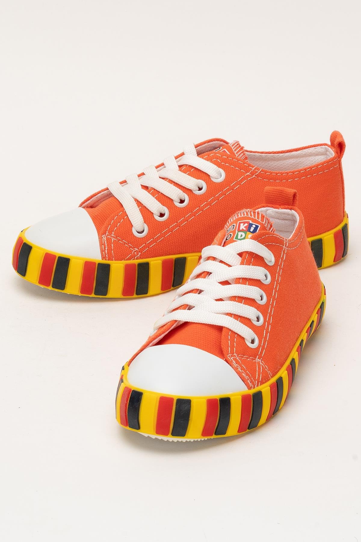 Unisex Çocuk Keten Kısa Convers Modeli Bağcıklı Spor Ayakkabı TURUNCU - Görsel 6