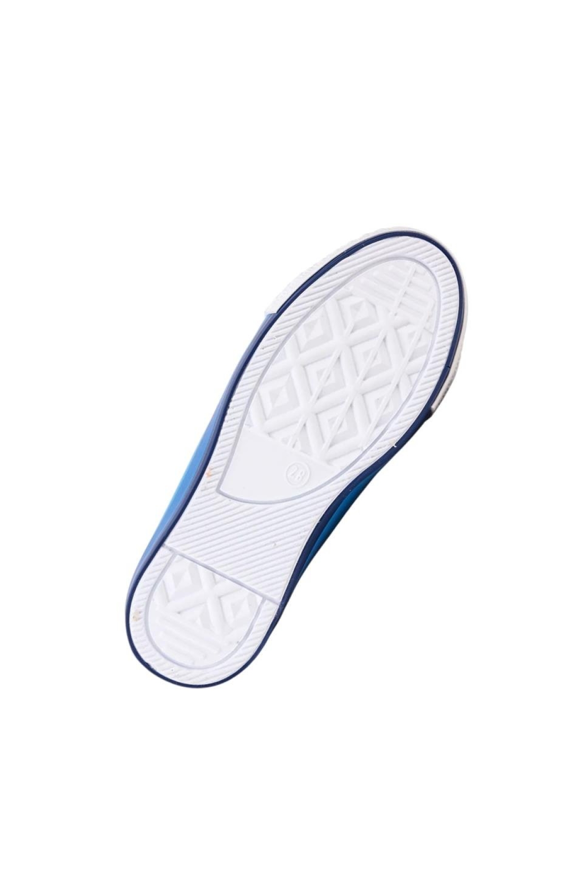 Unisex Çocuk Keten Kısa Convers Modeli Cırtlı Sneaker Spor Ayakkabı (26-30) BEYAZ - MAVİ - Görsel 4