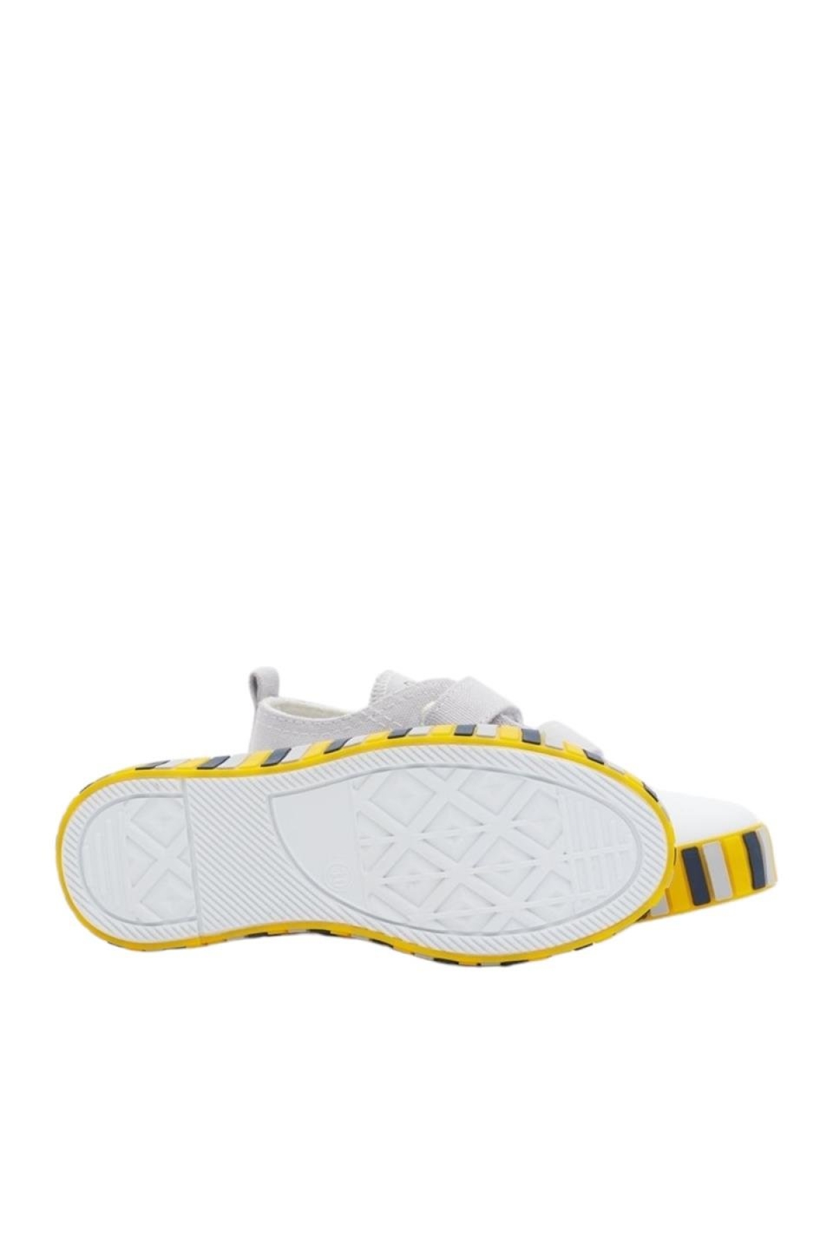 Unisex Çocuk Keten Kısa Convers Modeli Cırtlı Sneaker Spor Ayakkabı (26-30) GRİ - SARI - Görsel 4