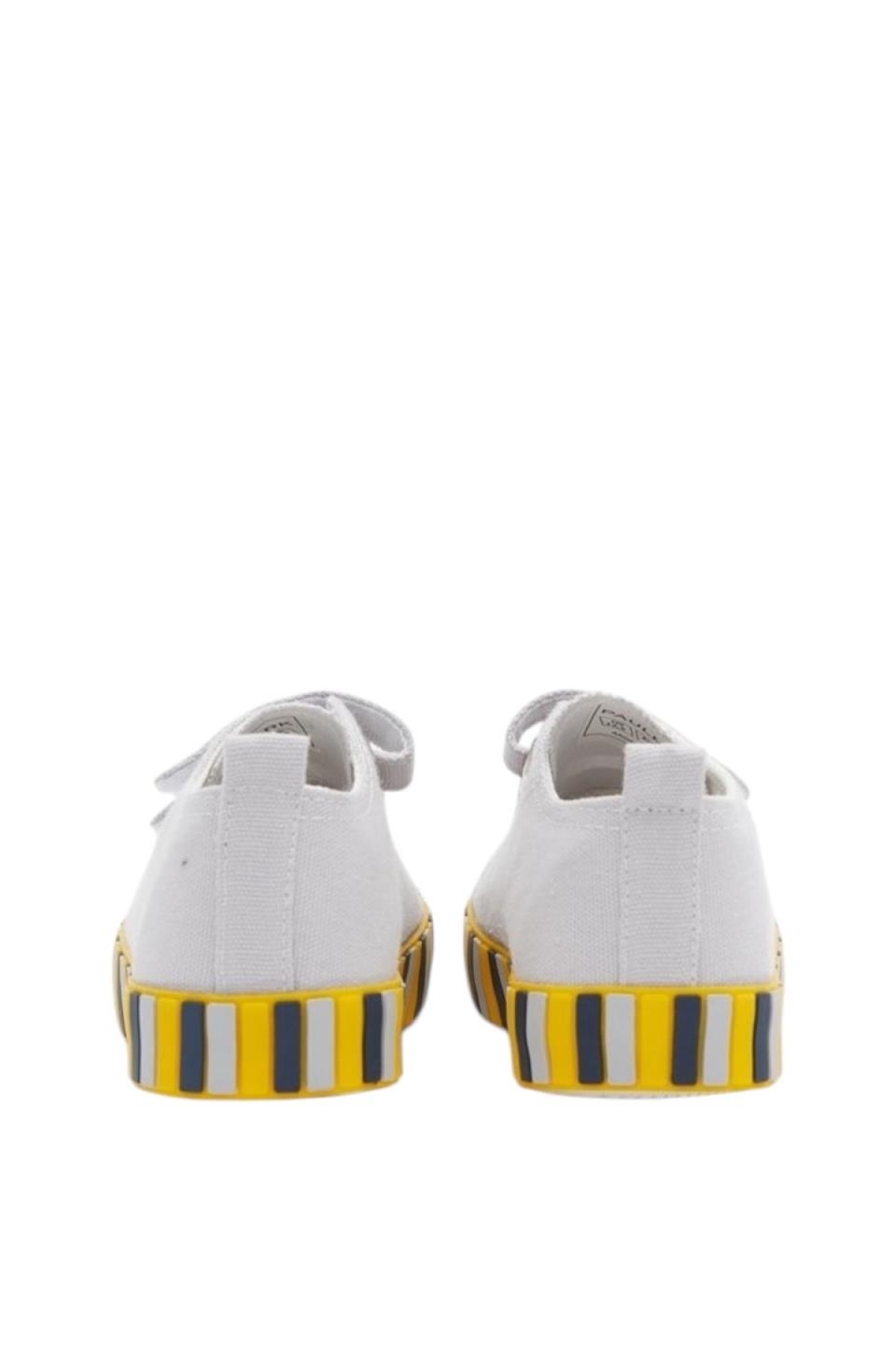 Unisex Çocuk Keten Kısa Convers Modeli Cırtlı Sneaker Spor Ayakkabı (26-30) GRİ - SARI - Görsel 7