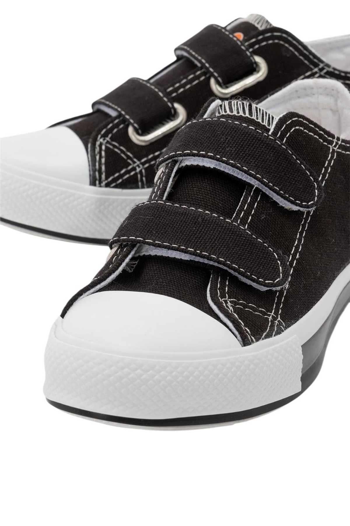 Unisex Çocuk Keten Kısa Convers Modeli Cırtlı Sneaker Spor Ayakkabı (26-30) SİYAH - Görsel 4