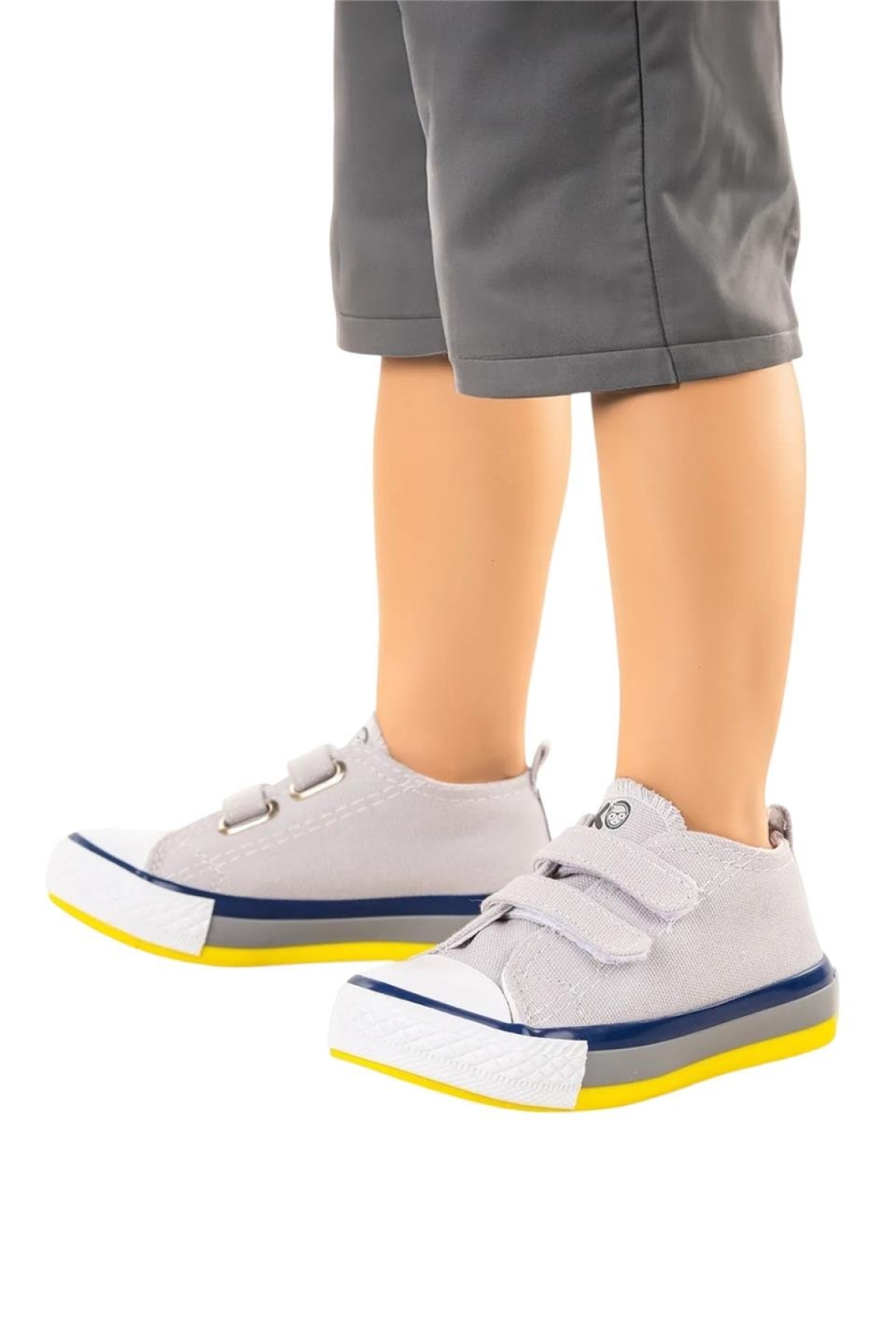 Unisex Çocuk Keten Kısa Convers Modeli Cırtlı Sneaker Spor Ayakkabı (26-30) GRİ - Görsel 6