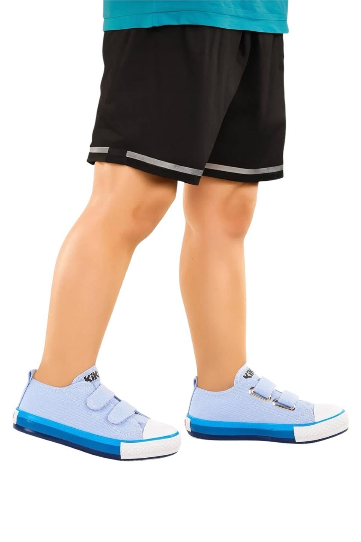 Unisex Çocuk Keten Kısa Convers Modeli Cırtlı Sneaker Spor Ayakkabı (26-30) MAVİ - Görsel 5