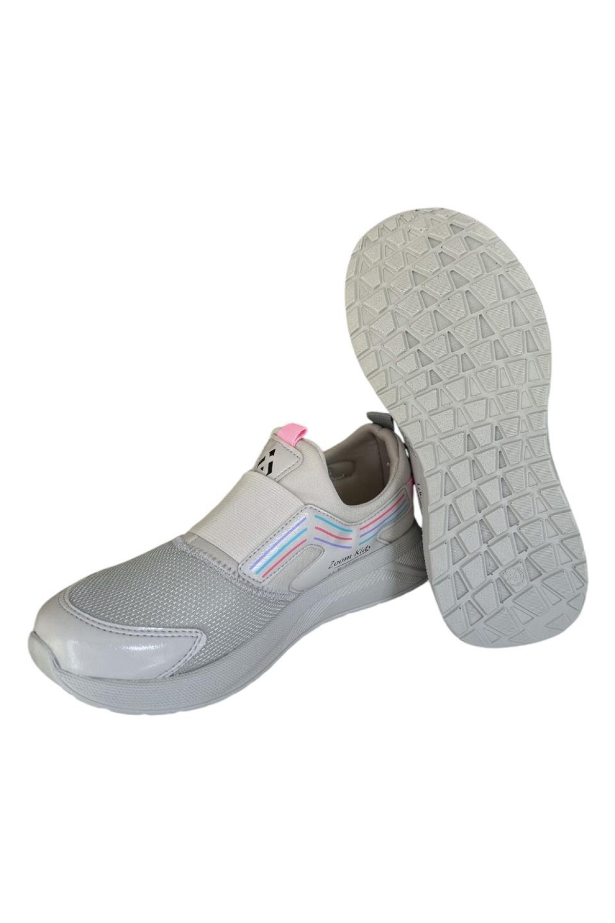 Çocuk Lastikli Spor Ayakkabı GRİ-PEMBE - Görsel 6
