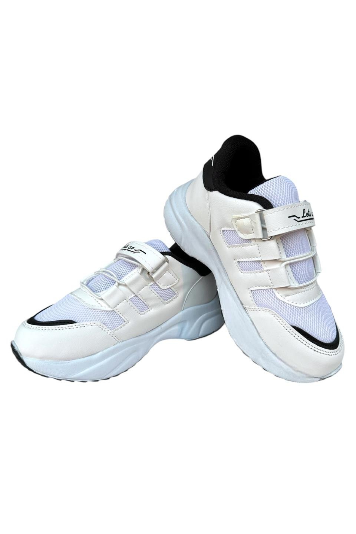 Çocuk Akıllı Bağcık Cırtlı Spor Ayakkabı BEYAZ - SİYAH - Görsel 4