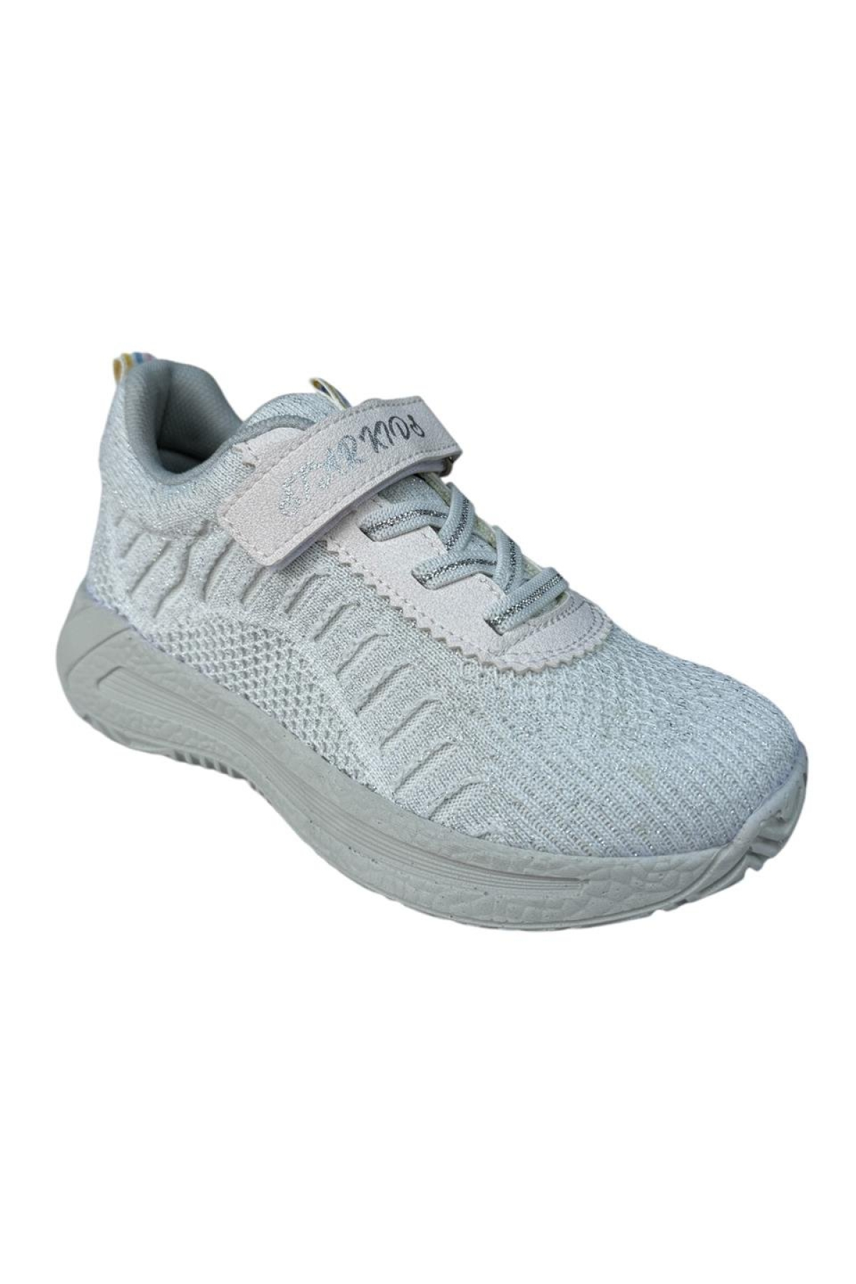 Çocuk Örgülü Bağcıklı Cırtlı Spor Ayakkabı BEYAZ - Görsel 3