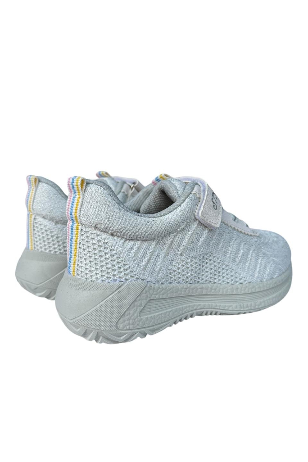 Çocuk Örgülü Bağcıklı Cırtlı Spor Ayakkabı BEYAZ - Görsel 5