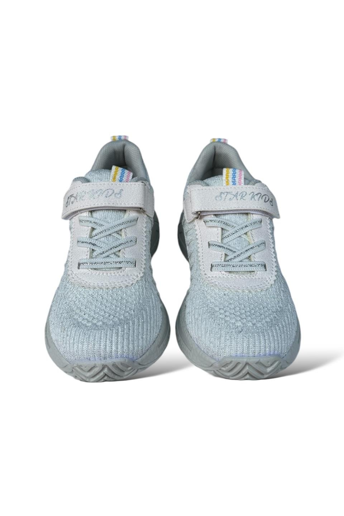 Çocuk Örgülü Bağcıklı Cırtlı Spor Ayakkabı BEYAZ - Görsel 6