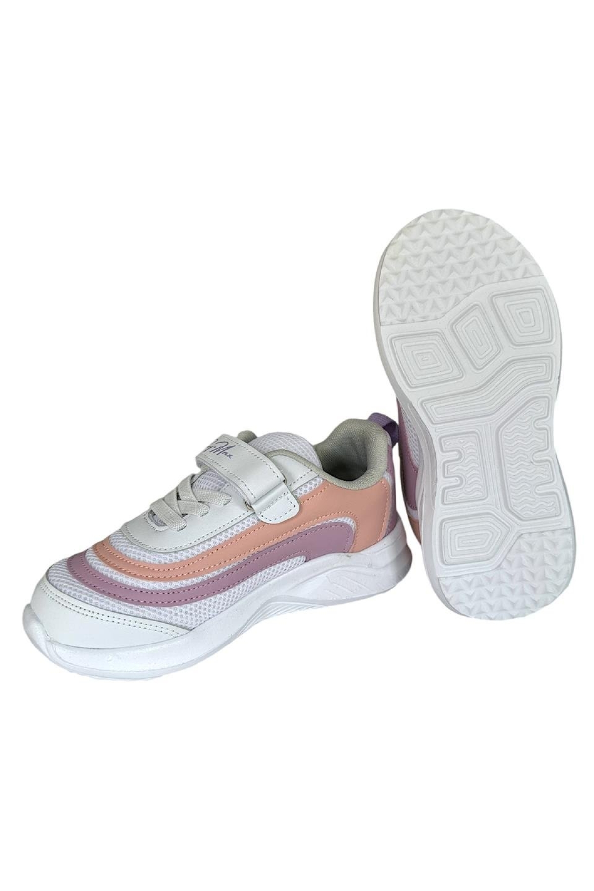 Çocuk Bağcıklı Cırtlı Spor Ayakkabı BEYAZ - LİLA - Görsel 4