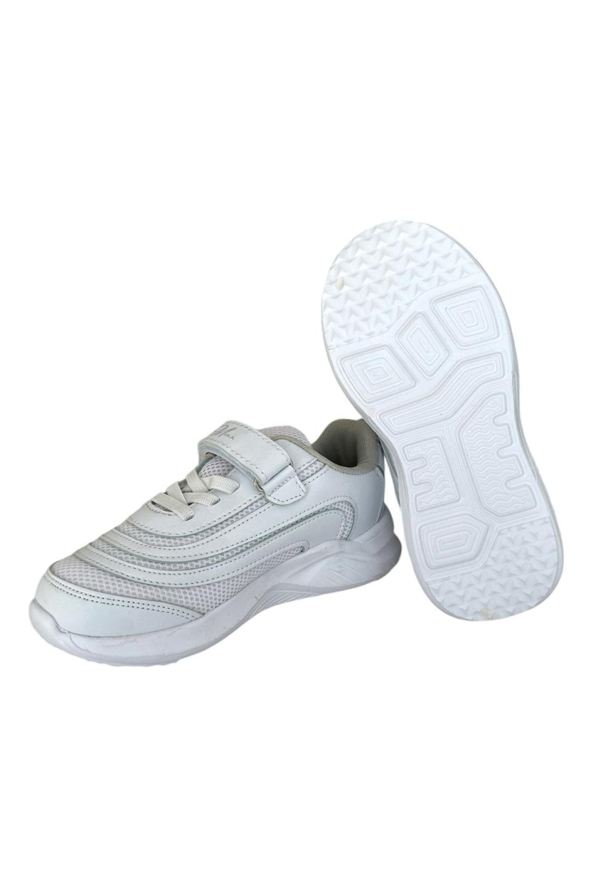 Çocuk Bağcıklı Cırtlı Spor Ayakkabı BEYAZ - Görsel 4