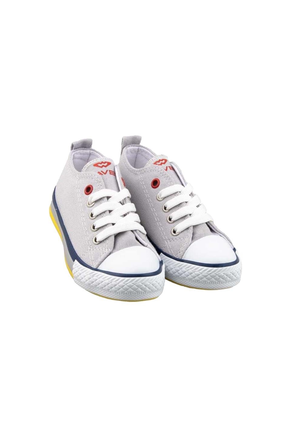 Unisex Erkek Kız Çocuk Keten Kısa Convers Modeli Bağcıklı Spor Ayakkabı GRİ - Görsel 5