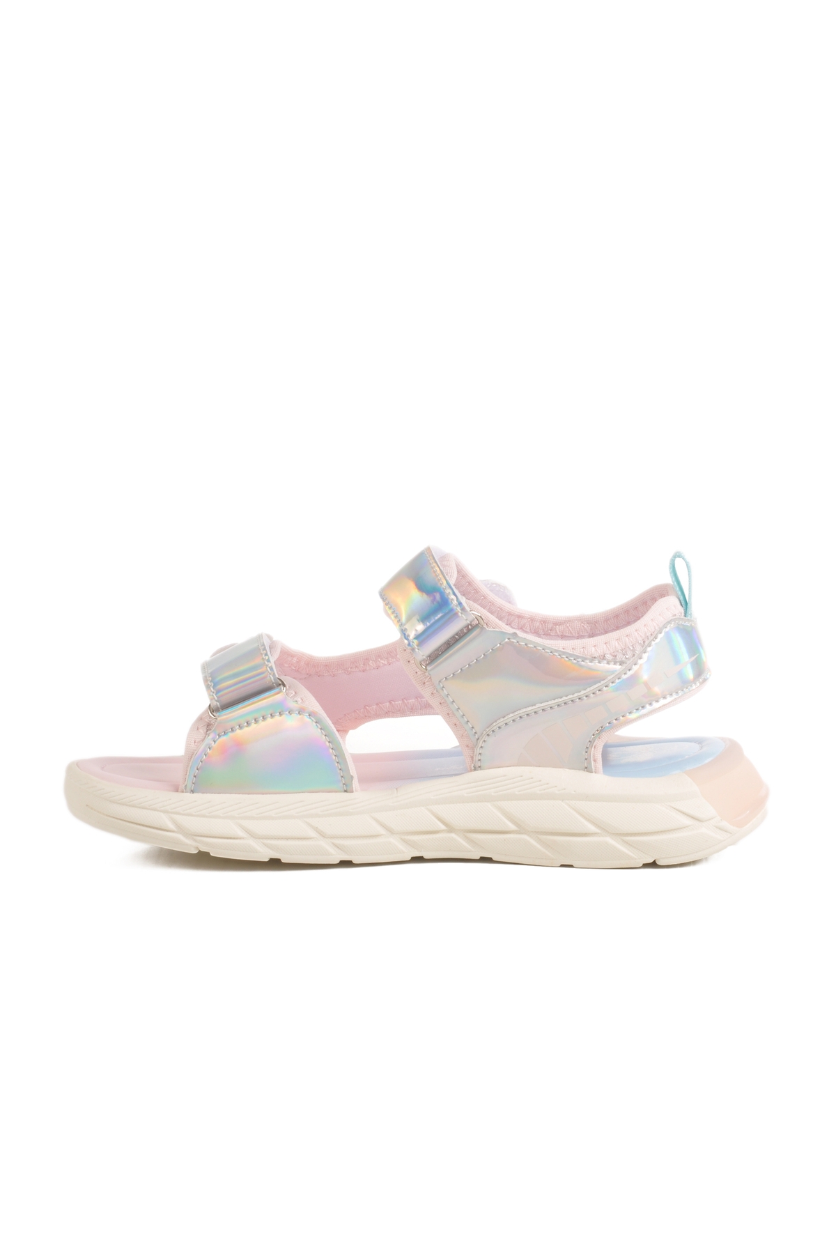 Gümüş Cırtlı Kız Çocuk Düz Sandalet - Görsel 3