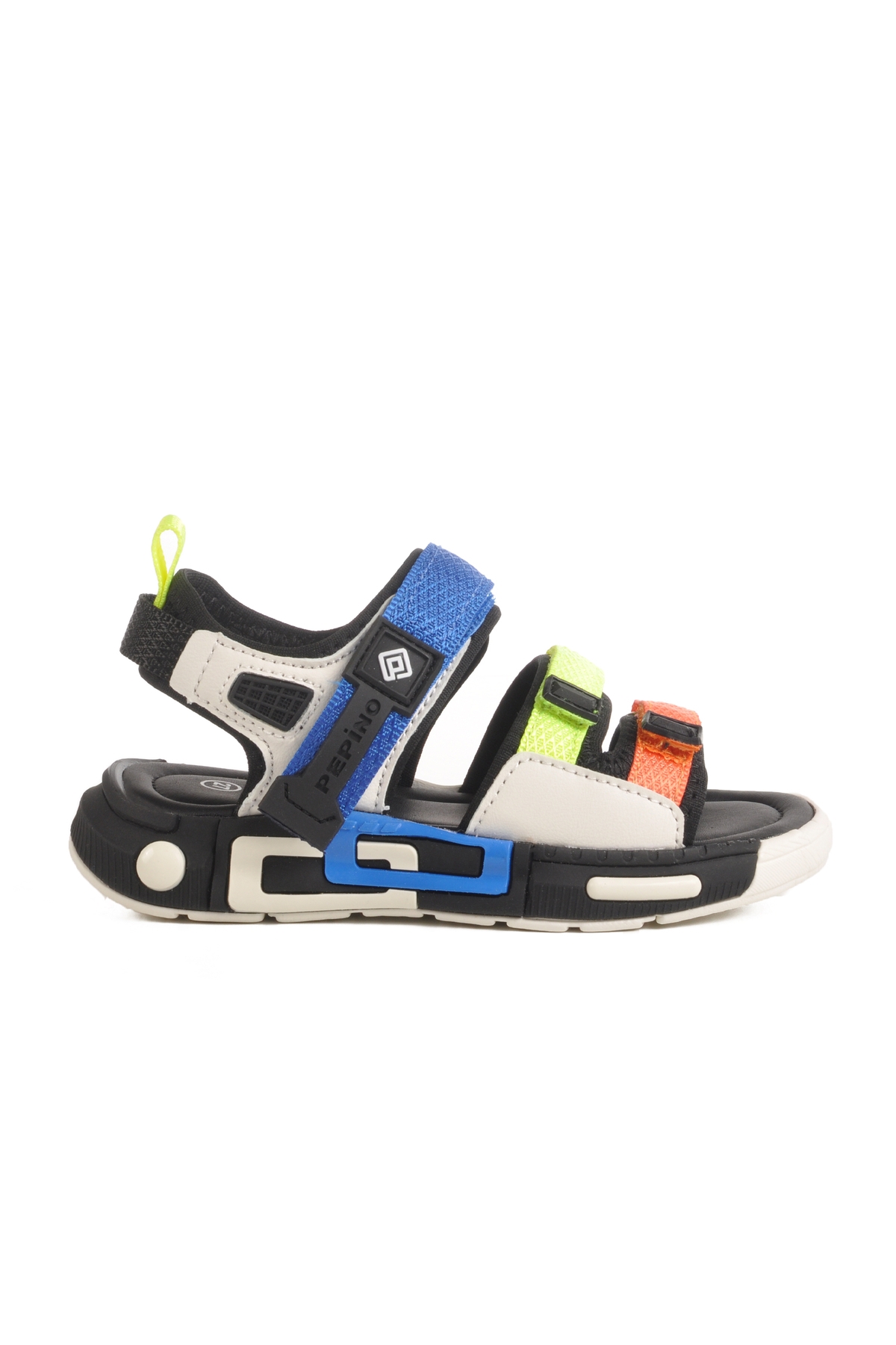 Siyah Cırtlı Erkek Çocuk Düz Sandalet - Görsel 2