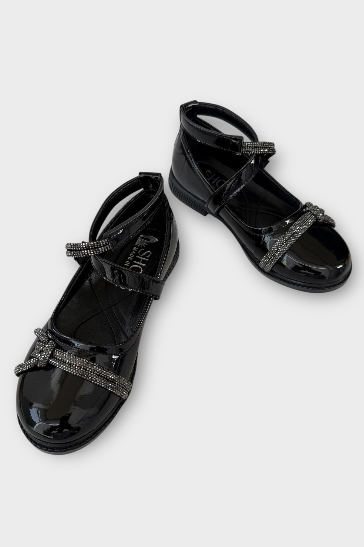 Hafif Taban Cırtlı Taşlı Kız Çocuk Babet Ayakkabı SİYAH - Görsel 4