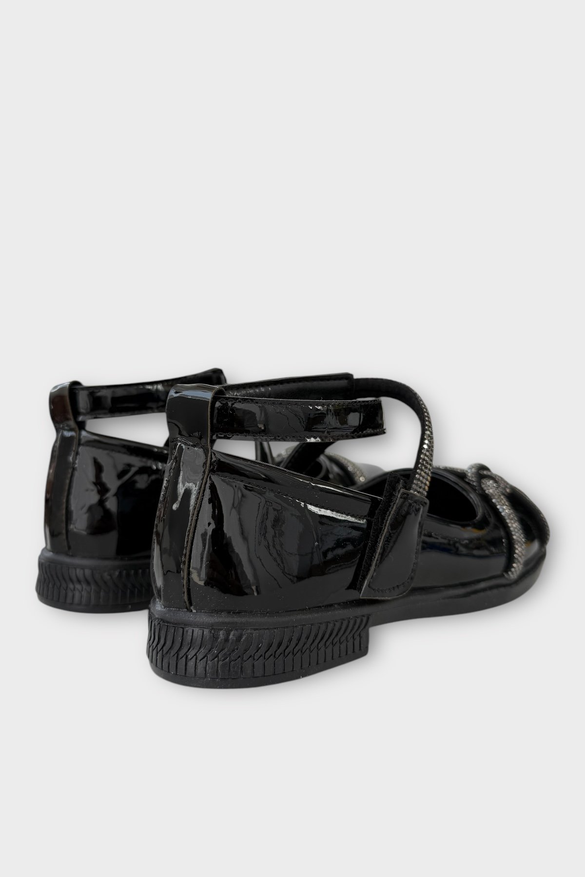 Hafif Taban Cırtlı Taşlı Kız Çocuk Babet Ayakkabı SİYAH - Görsel 6