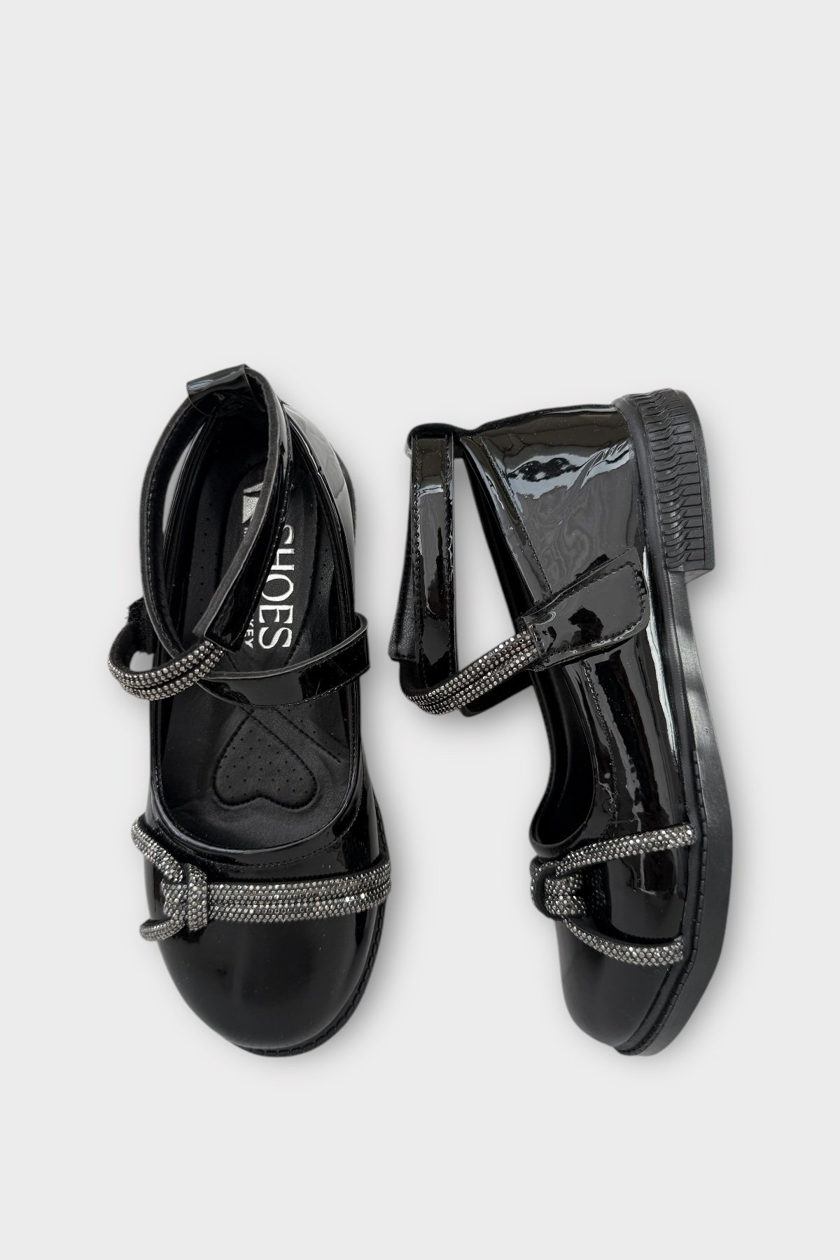 Hafif Taban Cırtlı Taşlı Kız Çocuk Babet Ayakkabı SİYAH - Görsel 7