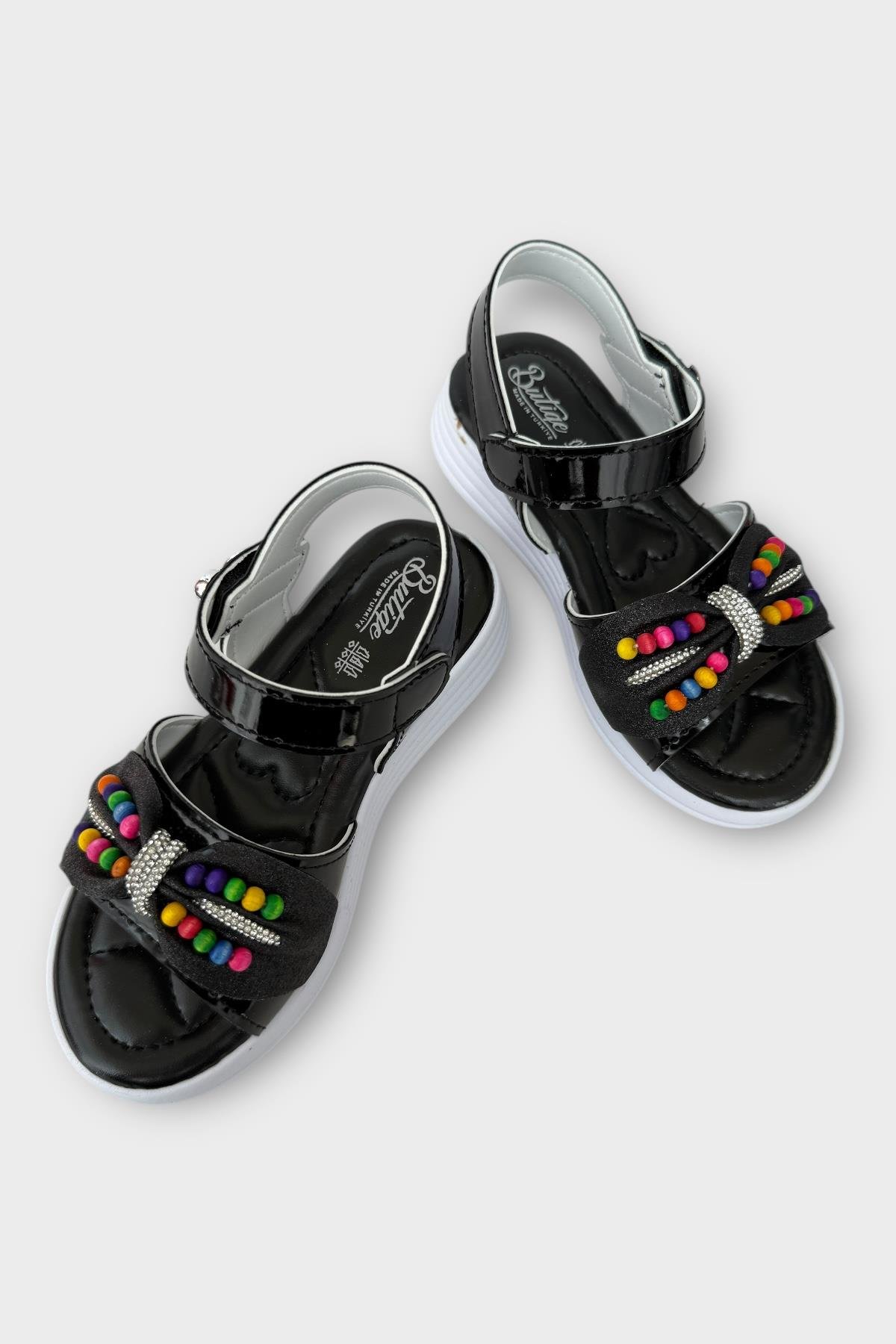 Kız Çocuk Yazlık Düğün Tören Şık Sandalet Ayakkabı SİYAH - Görsel 4
