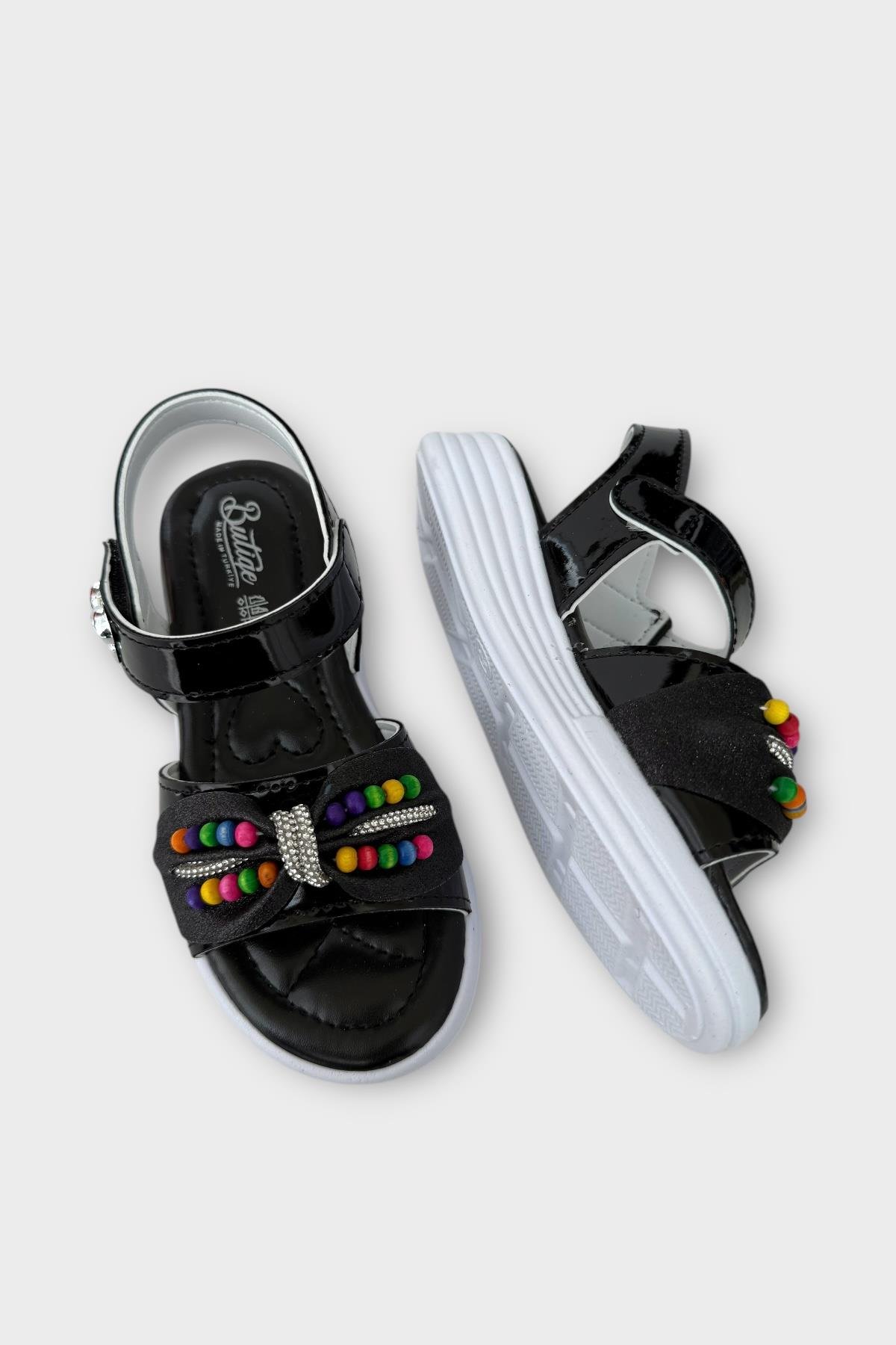 Kız Çocuk Yazlık Düğün Tören Şık Sandalet Ayakkabı SİYAH - Görsel 5