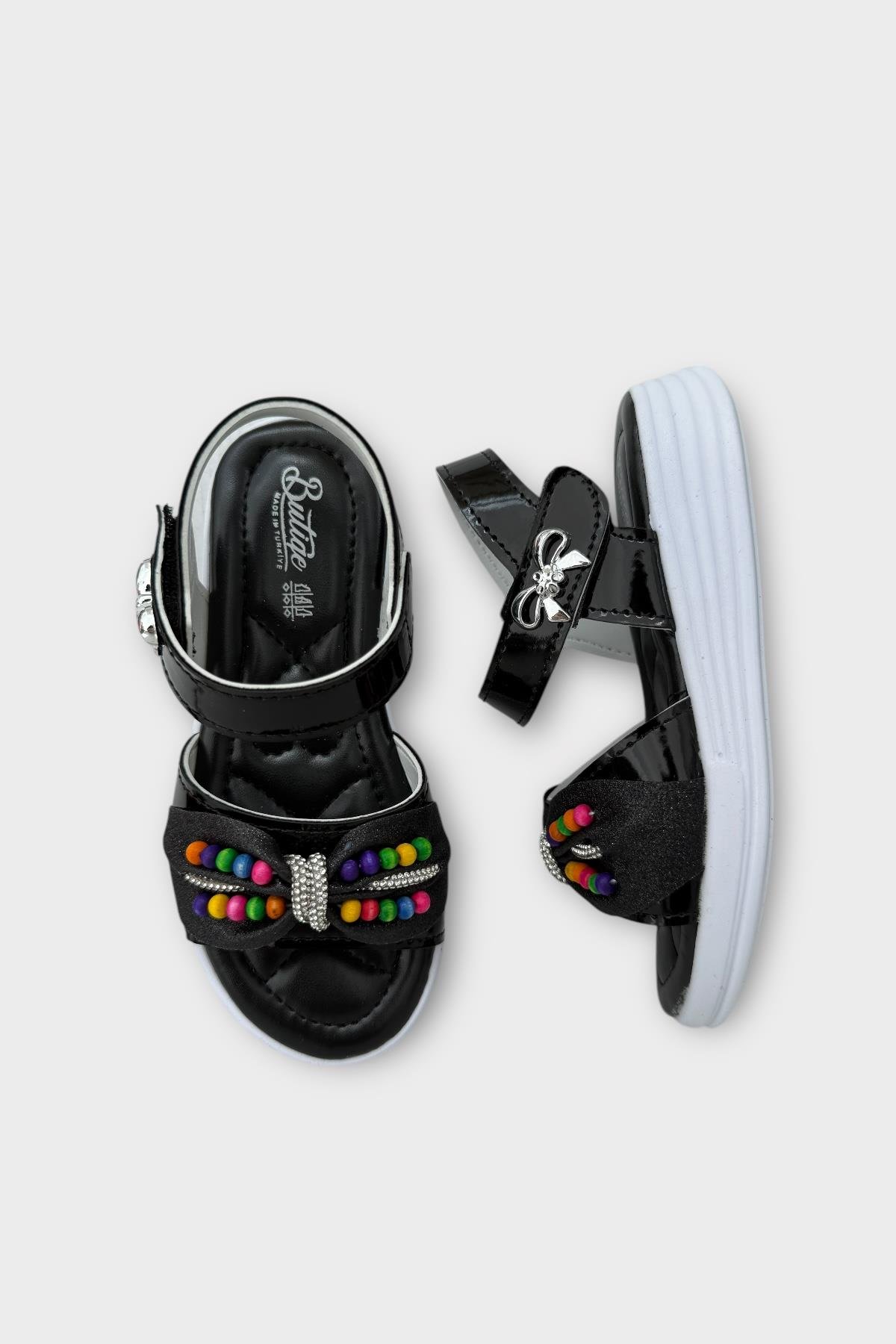Kız Çocuk Yazlık Düğün Tören Şık Sandalet Ayakkabı SİYAH - Görsel 7