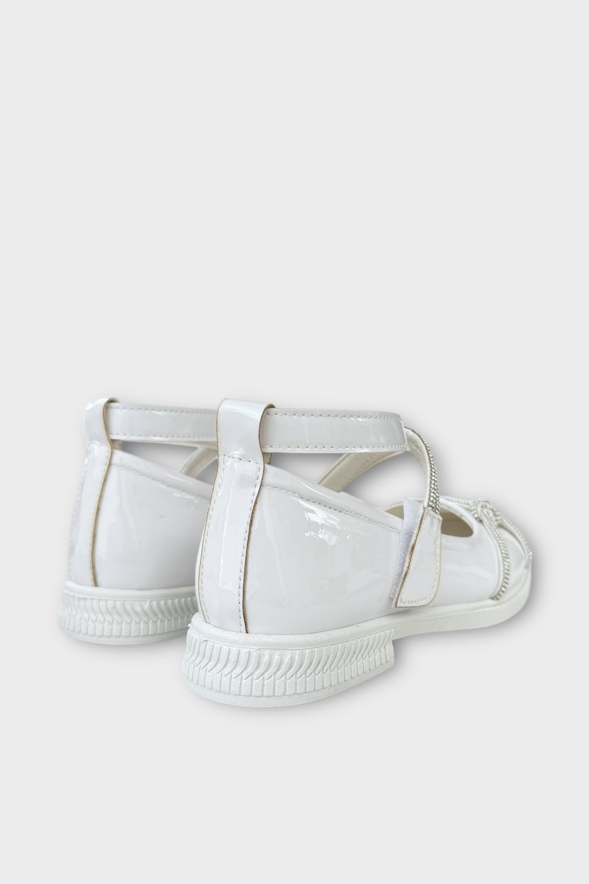 Hafif Taban Cırtlı Taşlı Kız Çocuk Babet Ayakkabı BEYAZ - Görsel 6