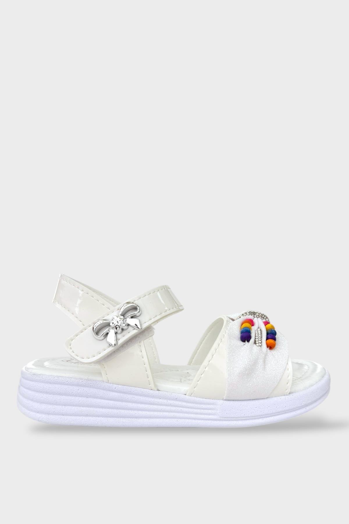 Kız Çocuk Yazlık Düğün Tören Şık Sandalet Ayakkabı BEYAZ - Görsel 2