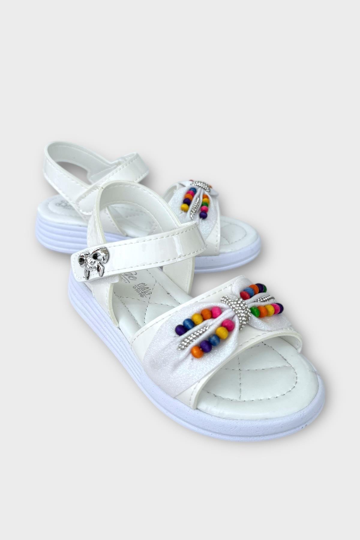 Kız Çocuk Yazlık Düğün Tören Şık Sandalet Ayakkabı BEYAZ - Görsel 3