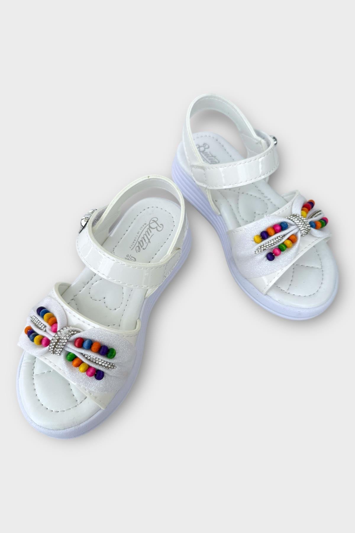 Kız Çocuk Yazlık Düğün Tören Şık Sandalet Ayakkabı BEYAZ - Görsel 4