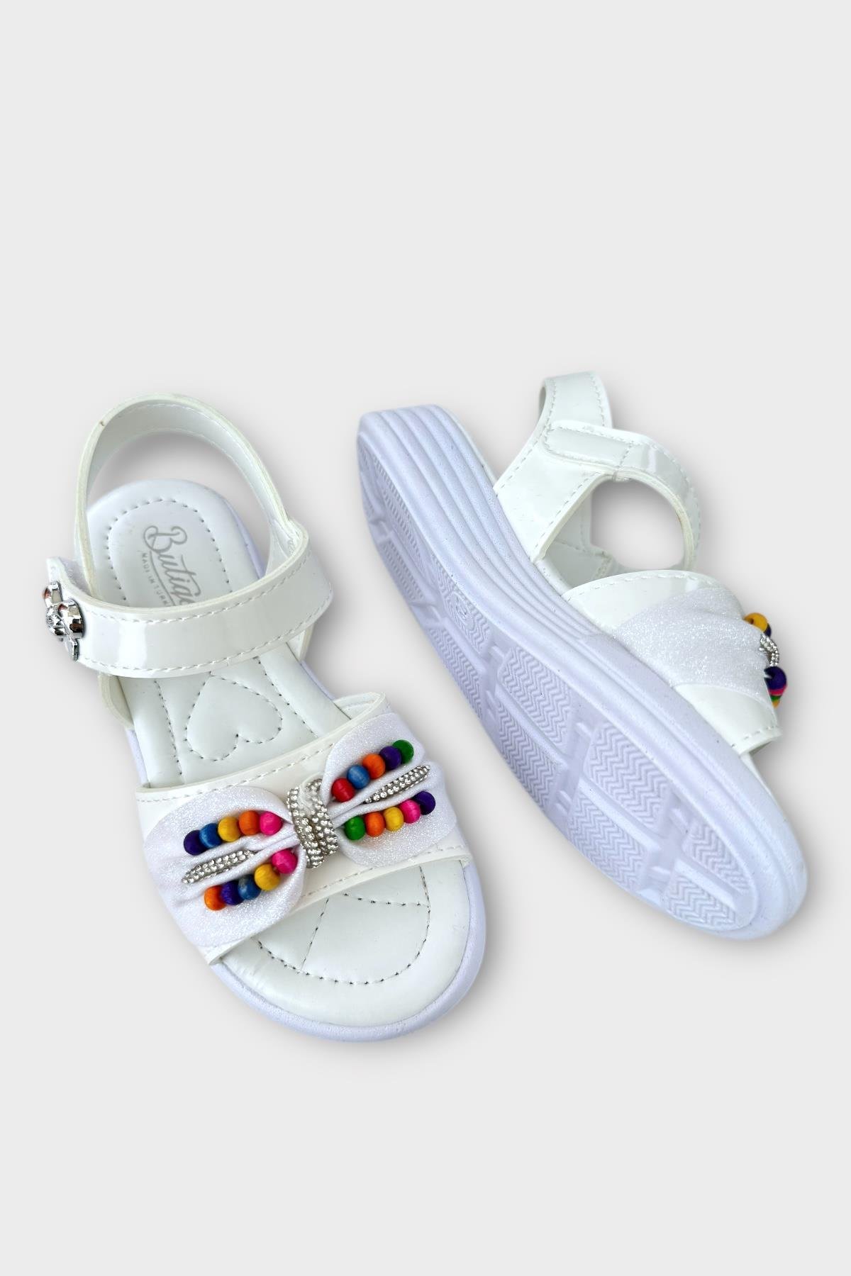 Kız Çocuk Yazlık Düğün Tören Şık Sandalet Ayakkabı BEYAZ - Görsel 5