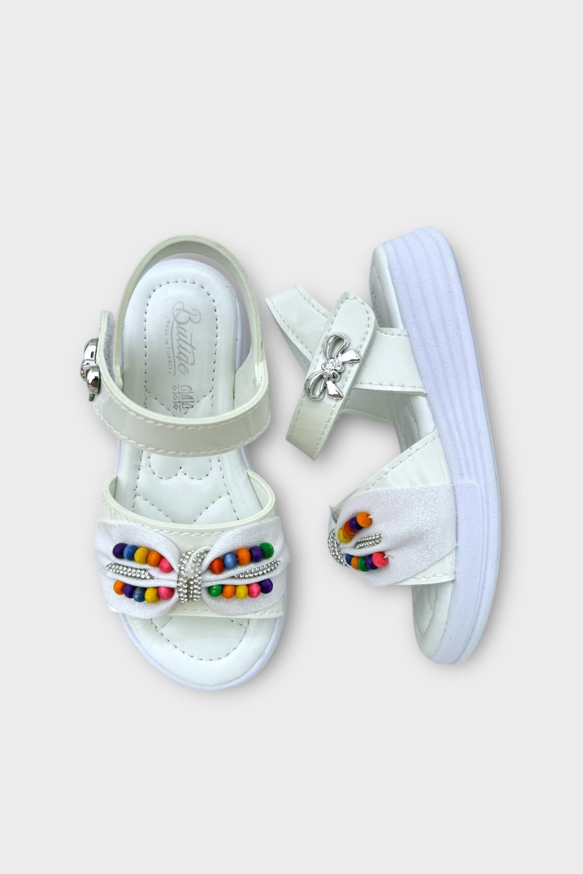 Kız Çocuk Yazlık Düğün Tören Şık Sandalet Ayakkabı BEYAZ - Görsel 7