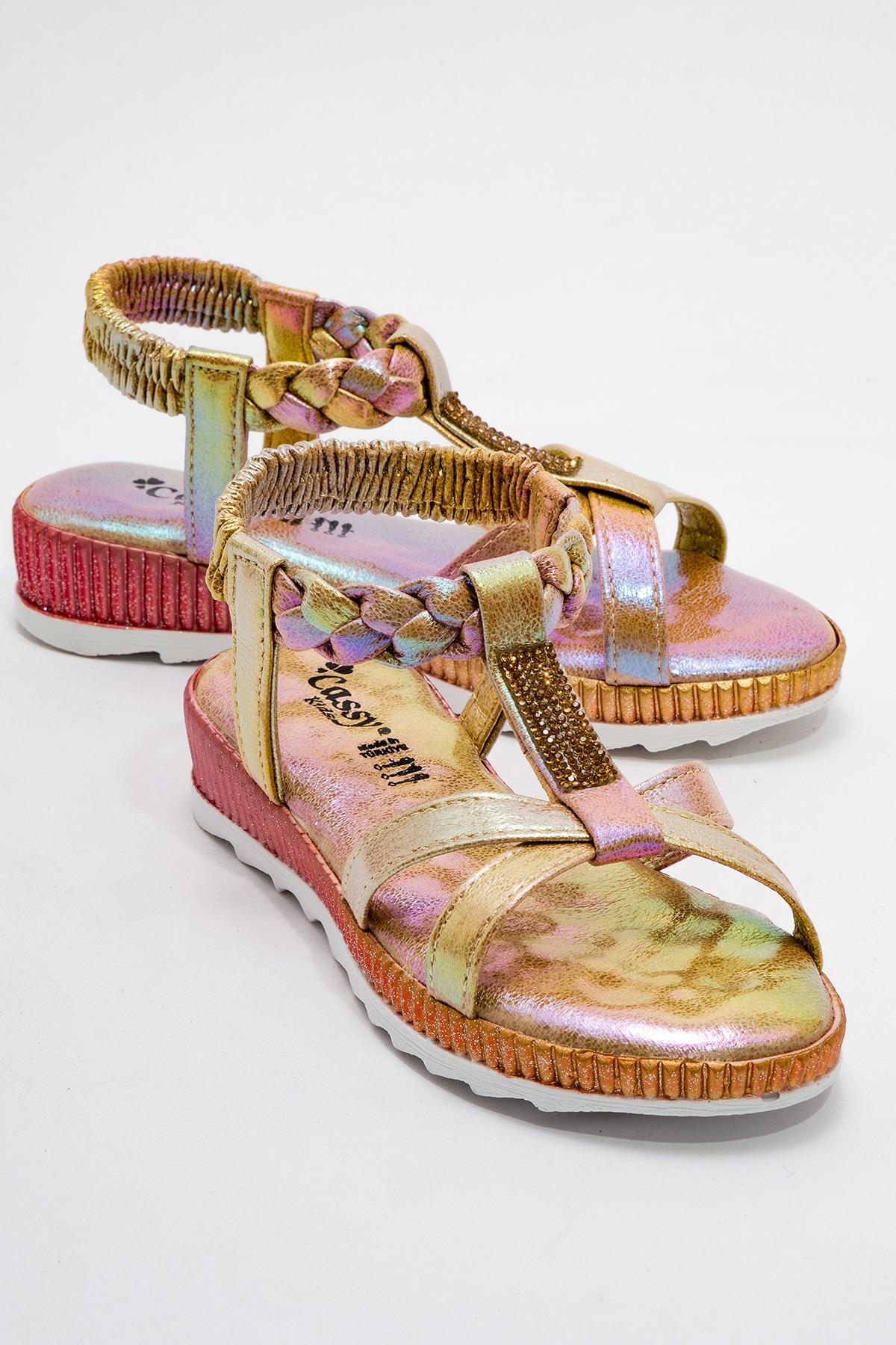 Çocuk Çapraz Sandalet 25-29 ALTIN - Görsel 2