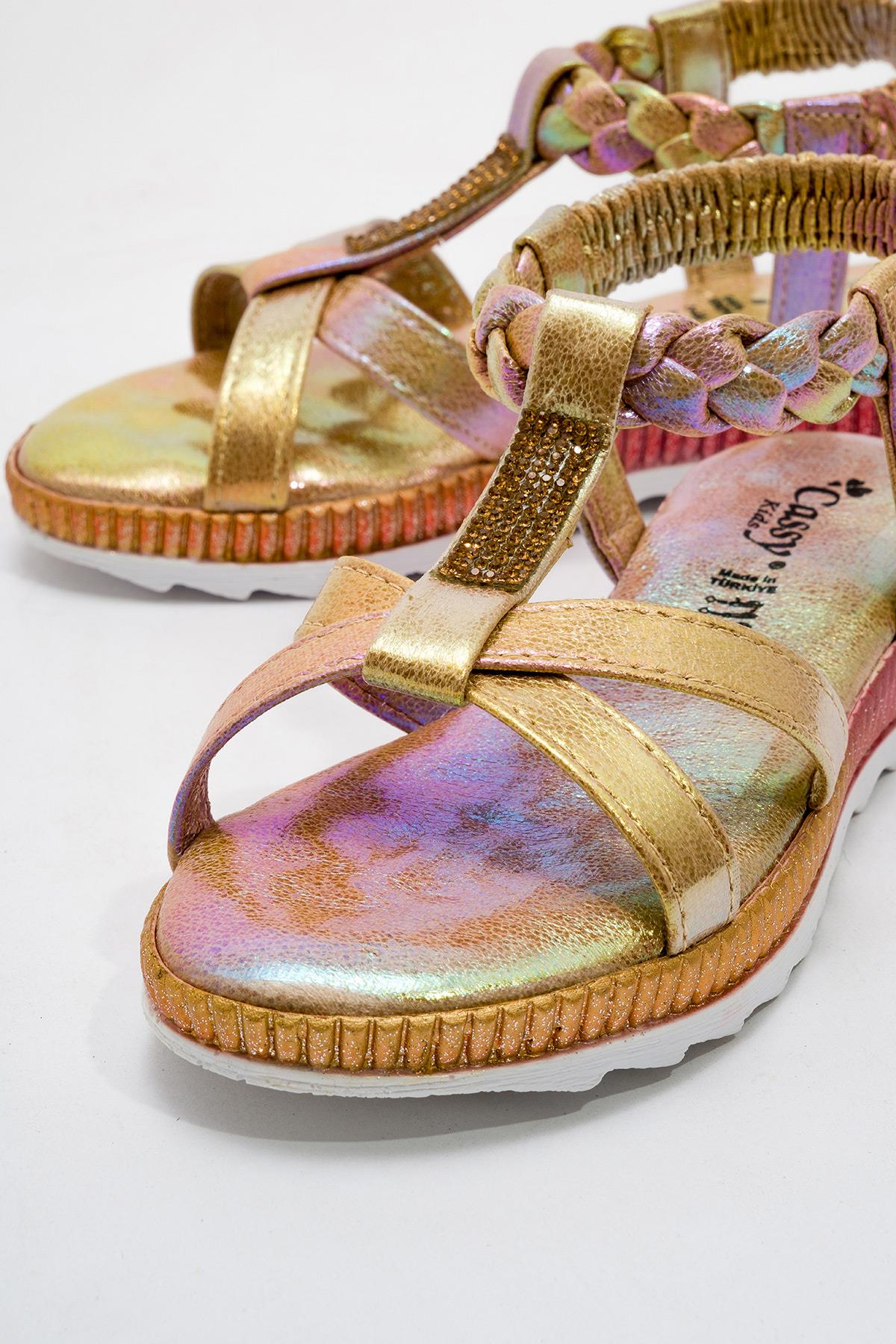 Çocuk Çapraz Sandalet 25-29 ALTIN - Görsel 4