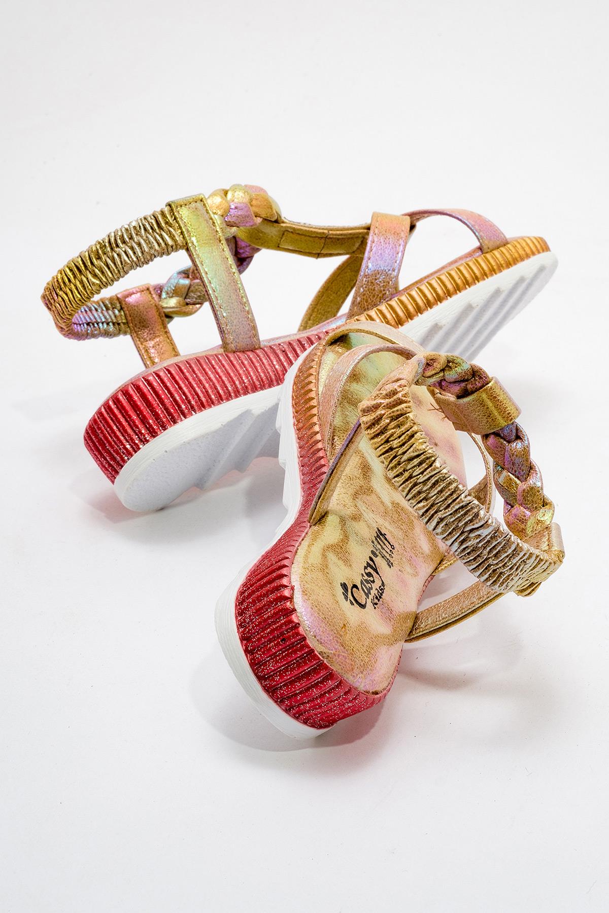 Çocuk Çapraz Sandalet 25-29 ALTIN - Görsel 5